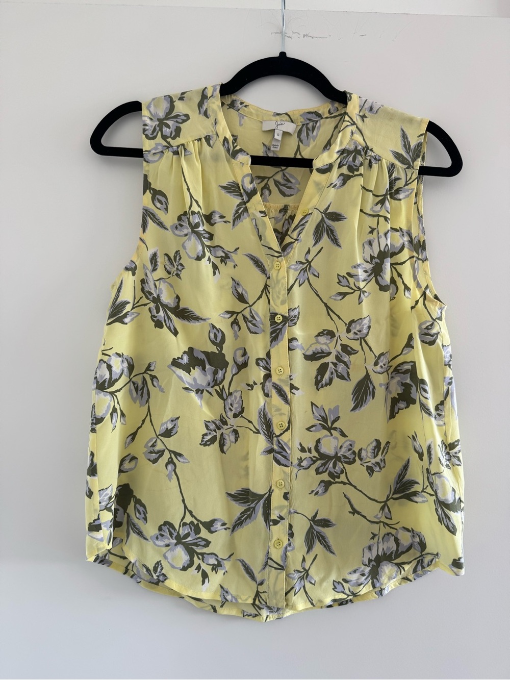 Joie Yellow Floral Sleeveless Button-Front Blouse